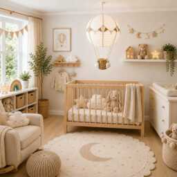 Neutral Themed Hot Air Balloon Nursery Light Shade - thumbnail 2