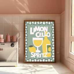 Limoncello Spritz Print, Italian Food & Drink Prints, Cocktail Wall Art Kitchen Decor - thumbnail 3