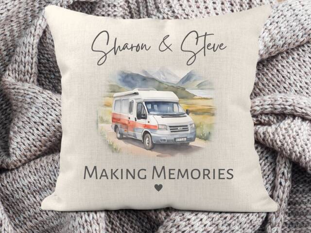 Personalised Campervan Cushion, Vanlife Decor, Father's Day, Gift For Grandparents, Owner, Motorhome Birthday - image 1