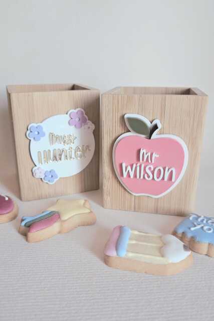 Personalised Bamboo & Acrylic Teachers Pen Pot - Appreciation Thank You Gift End Of Term Present - image 1