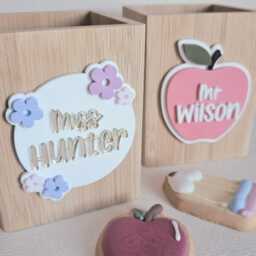 Personalised Bamboo & Acrylic Teachers Pen Pot - Appreciation Thank You Gift End Of Term Present - thumbnail 2