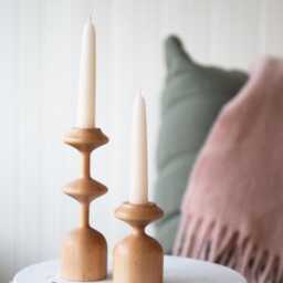 Handturned Wood Candlestick Set Of 2 Scandinavian Minimalist Candle Holders Gisele Collection - thumbnail 2