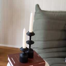 Handturned Wood Candlestick Set Of 2 Scandinavian Minimalist Candle Holders Gisele Collection - thumbnail 3