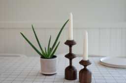 Handturned Wood Candlestick Set Of 2 Scandinavian Minimalist Candle Holders Gisele Collection - thumbnail 1