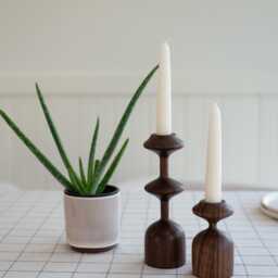 Handturned Wood Candlestick Set Of 2 Scandinavian Minimalist Candle Holders Gisele Collection - thumbnail 4