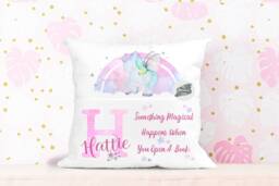 Personalised Unicorn Book Cushion, Kids Storytime Pillow - thumbnail 1
