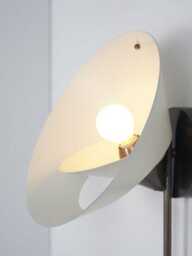 1950S Mid-Century Modern Brass & Cream Wall Sconce - Italian Patina Cone Shade Light Fixture, Retro Vintage - thumbnail 2