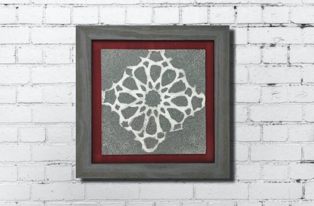 The Arabesque?? Square Modern-Look Framed Wall Art With Stone-Look Finish Medieval Islamic Geometric Arabesque Pattern - image 1