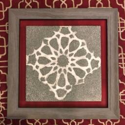 The Arabesque?? Square Modern-Look Framed Wall Art With Stone-Look Finish Medieval Islamic Geometric Arabesque Pattern - thumbnail 4