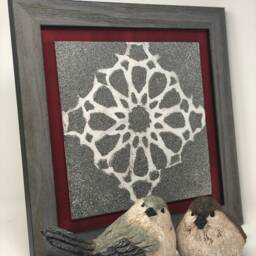The Arabesque?? Square Modern-Look Framed Wall Art With Stone-Look Finish Medieval Islamic Geometric Arabesque Pattern - thumbnail 3