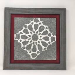 The Arabesque?? Square Modern-Look Framed Wall Art With Stone-Look Finish Medieval Islamic Geometric Arabesque Pattern - thumbnail 2