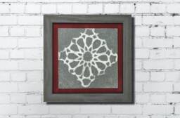 The Arabesque?? Square Modern-Look Framed Wall Art With Stone-Look Finish Medieval Islamic Geometric Arabesque Pattern - thumbnail 1