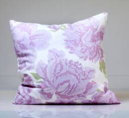 Peonies Linen Pillow Cover, Lavender Purple Floral, Christopher Farr Cloth - thumbnail 1