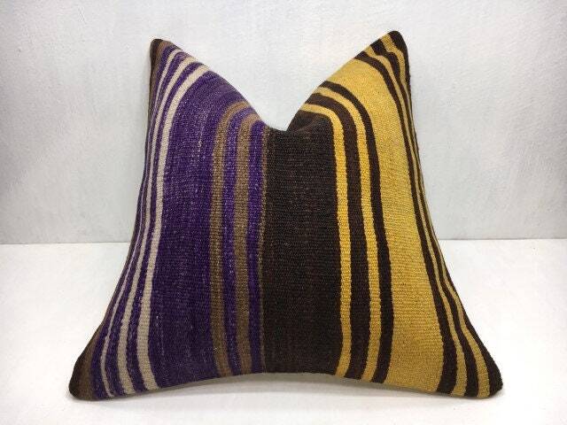 Vintage Kilim Pillow Cover, Bohemian Throw Pillow, 20x20 - image 1