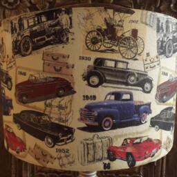 Shabby Chic Lamp Shade Vintage Cars Lightshade Fatta Da Mamma Free Gift - thumbnail 4