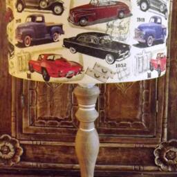 Shabby Chic Lamp Shade Vintage Cars Lightshade Fatta Da Mamma Free Gift - thumbnail 3