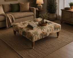 Handmade Ottoman Coffee Table Bench - Indian Elephant Village Decor
