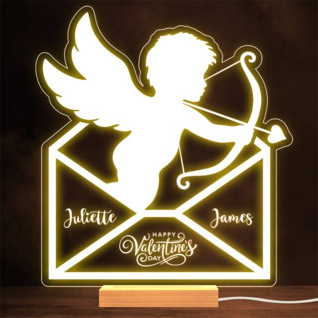 Cupid in An Envelope Happy Valentine's Day Personalised Gift Lamp Night Light - image 1