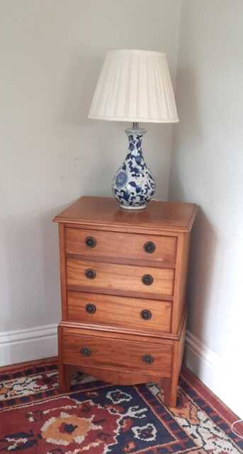 Vintage Georgian Style Mahogany Four Drawer Bedside Chest Of Drawers - image 1