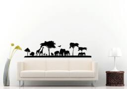 African Animal Safari Nature Trees Skyline View Wall Decal Vinyl Sticker Mural Room Decor L646 - thumbnail 1