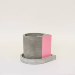 Concrete Drop Shape Mini Pot With Plate. Mini Concrete Planter - thumbnail 4