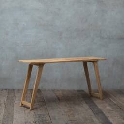 Recycled Teak Wood Console Table - Rustic Entryway Table, Modern Tapered Legs - thumbnail 2