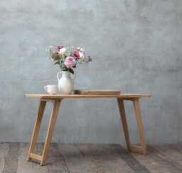 Recycled Teak Wood Console Table - Rustic Entryway Table, Modern Tapered Legs