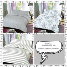 T-200 Reversible Printed Duvet Cover 100% Soft Egyptian Cotton Duvet/Quilt With Matching Pillowcases - thumbnail 1