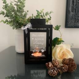Memorial Lantern For Dad Black Metal Candle Holder, Sympathy Gift - thumbnail 1