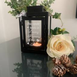 Memorial Lantern For Dad Black Metal Candle Holder, Sympathy Gift - thumbnail 3