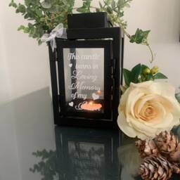 Memorial Lantern For Dad Black Metal Candle Holder, Sympathy Gift - thumbnail 2