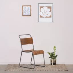 Stacking Vintage Retro School Industrial Style Metal Plywood Dining Chair