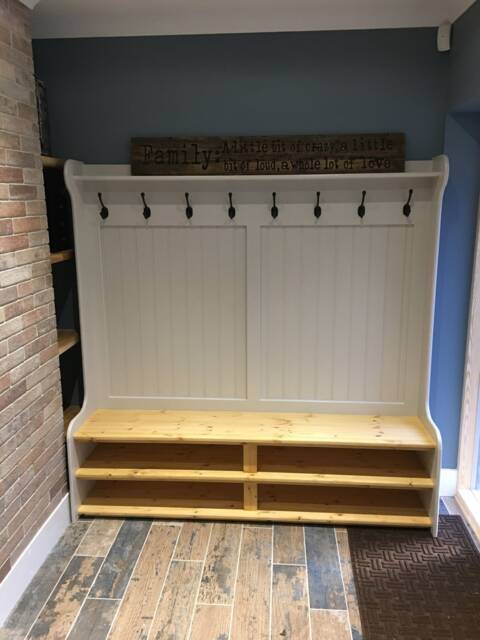 Beautiful Hand Craft Bespoke Monks Bench Coat Rack With Shoe Shelf - image 1