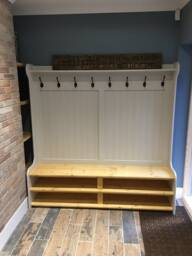 Beautiful Hand Craft Bespoke Monks Bench Coat Rack With Shoe Shelf