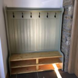 Beautiful Hand Craft Bespoke Monks Bench Coat Rack With Shoe Shelf - thumbnail 3