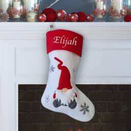 Personalised Christmas Stocking Embroidered Xmas Tomte Nordic Scandinavian Elf, Traditional - Gonk Decorations - thumbnail 2