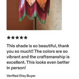 Pink Lotus Lampshade Handmade Silk Shade With Rayon Fringe - thumbnail 4