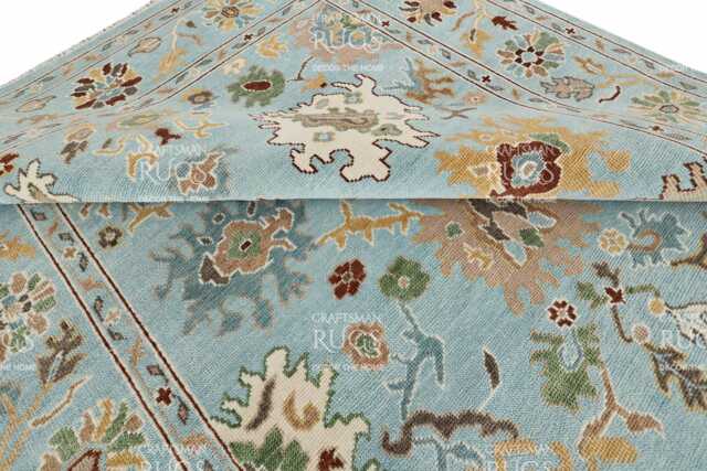 Lt. Blue Exquisite Oushak Style Hand Knotted Rug 4x6, 5x8, 6x9, 8x10, 9x12, 10x14 Ft Contemporary Handmade Rugs For Living Room - image 1