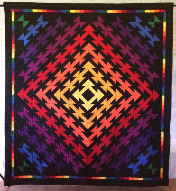 Colorful Rainbow Full/Double Bed Quilt Or Throw - image 1