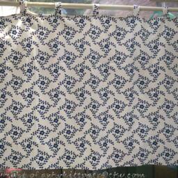 Cafe Curtain Window Valance/Window Treatment Topper/Kitchen Bathroom Nursery Drape Panel-Cotton Linen Navy Blue Flower, Get Free Gift - thumbnail 3