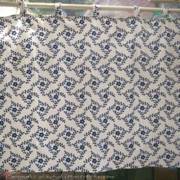 Cafe Curtain Window Valance/Window Treatment Topper/Kitchen Bathroom Nursery Drape Panel-Cotton Linen Navy Blue Flower, Get Free Gift - thumbnail 2