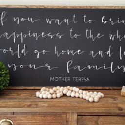 If You Want To Bring Happiness The Whole World Framed Sign, Mother Teresa Quote Wall Hanging, Large Farmhouse Art, Living Room Decor - thumbnail 3