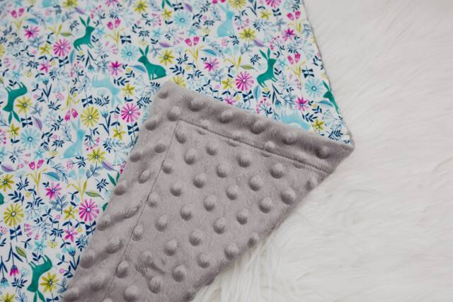 Modern Baby Lovey, Security Blanket, Contemporary Lovey Flower Bunny - image 1