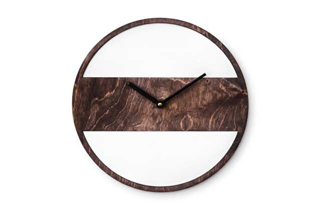 Modern Wooden Wall Clock - Minimalist Scandinavian Round Decor Silent Farmhouse Timepiece - 11.8 - image 1