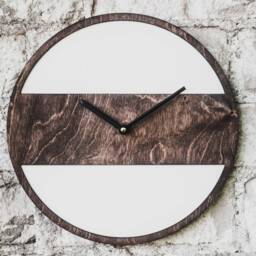Modern Wooden Wall Clock - Minimalist Scandinavian Round Decor Silent Farmhouse Timepiece - 11.8 - thumbnail 3