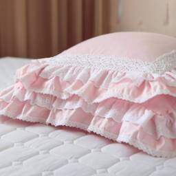 Elegant Cotton Ruffle Pillow Cover Farmhouse Lace Cushion Cover - thumbnail 4