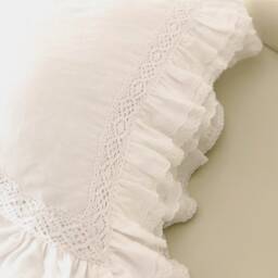 White Cotton Ruffle Pillow Cover Farmhouse Lace Cushion Cover - thumbnail 2