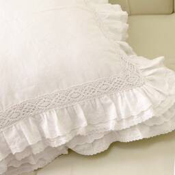Elegant Cotton Ruffle Pillow Cover Farmhouse Lace Cushion Cover