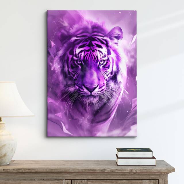 Purple Tiger Canvas Art - Vibrant Framed Wall Decor, Bold Wildlife Artwork, Perfect For Living Room Or Bedroom, Gift Animal Lovers - image 1