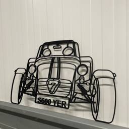 Caterham 7 Wall Art Line Drawing 3D Wooden Cut Out - Gold Copper Silver Metal Look - thumbnail 3